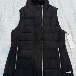 Calvin Klein Black Puffer Vest with Gold Zippers - Women’s Size Medium NWT
